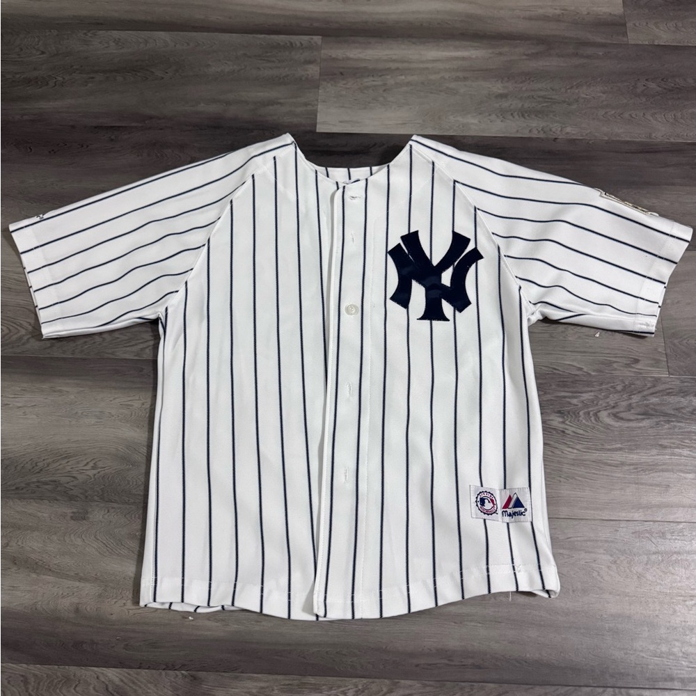 Majestic White and Black Striped Jersey
